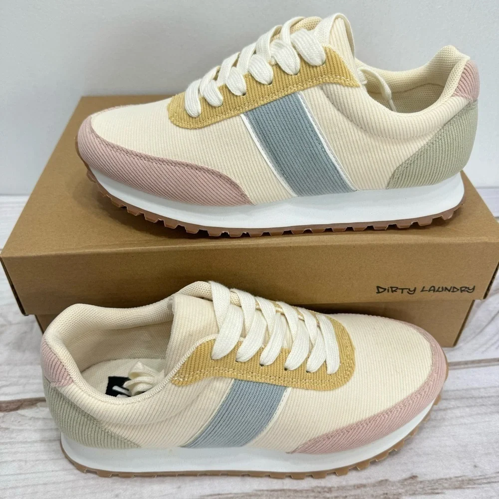 Dirty Laundry Desert Dog Multi Pastel Corduroy Lace Up Sneakers NEW